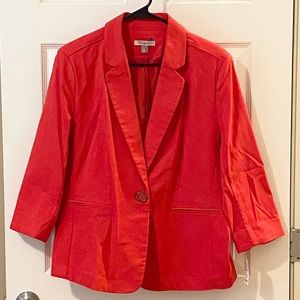Roz & Ali Coral Red Blazer Jacket NWT